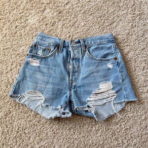 Levi's 501 Distressed Denim Shorts Size 24